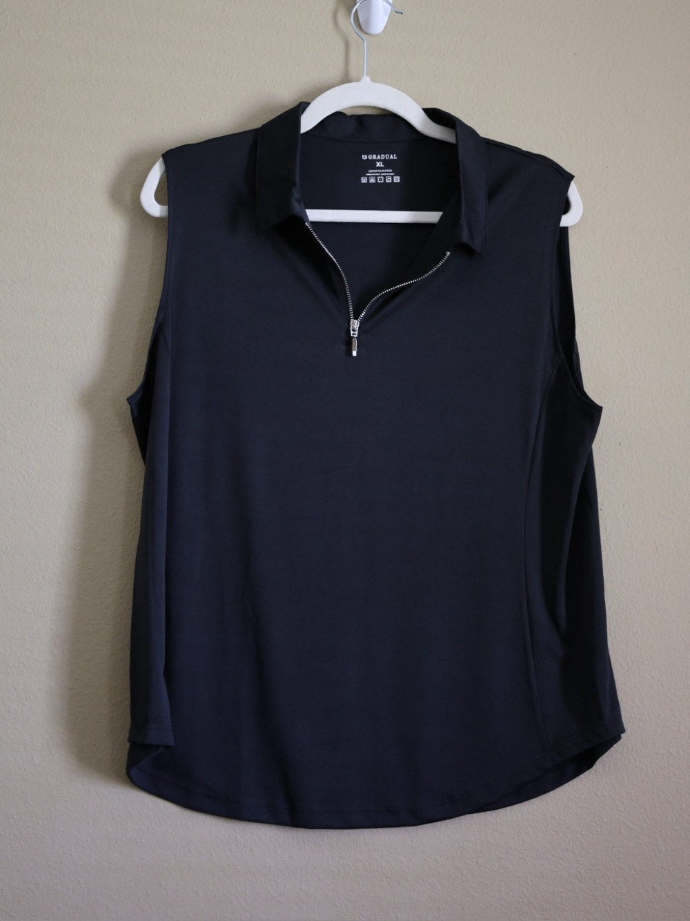 G Gradual Black Quarter Zip Sleeveless Golf Tennis Top XL